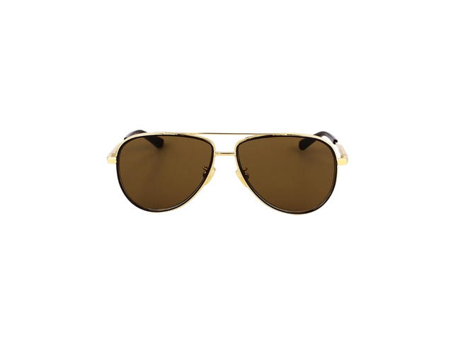 Bottega Veneta Bottega Veneta BV1240S Sunglasses In Gold Metal With Brown Lens - view 2