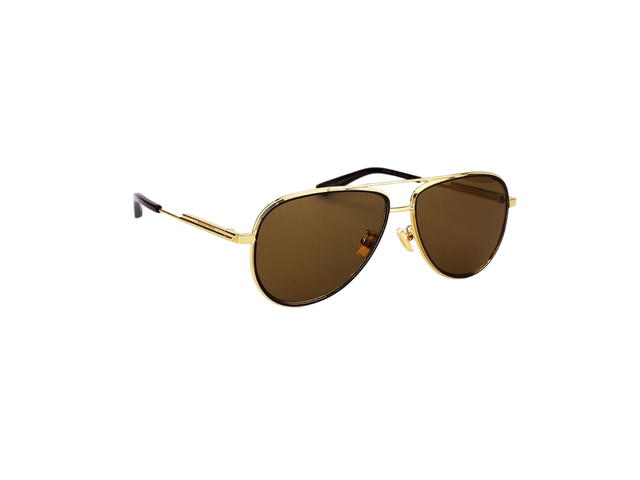 Bottega Veneta Bottega Veneta BV1240S Sunglasses In Gold Metal With Brown Lens - view 3