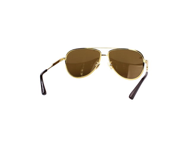 Bottega Veneta Bottega Veneta BV1240S Sunglasses In Gold Metal With Brown Lens - view 4