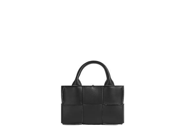Bottega Veneta Bottega Veneta Candy Arco Tote Bag In Lambskin With Silver Finish Hardware Black-White - view 1