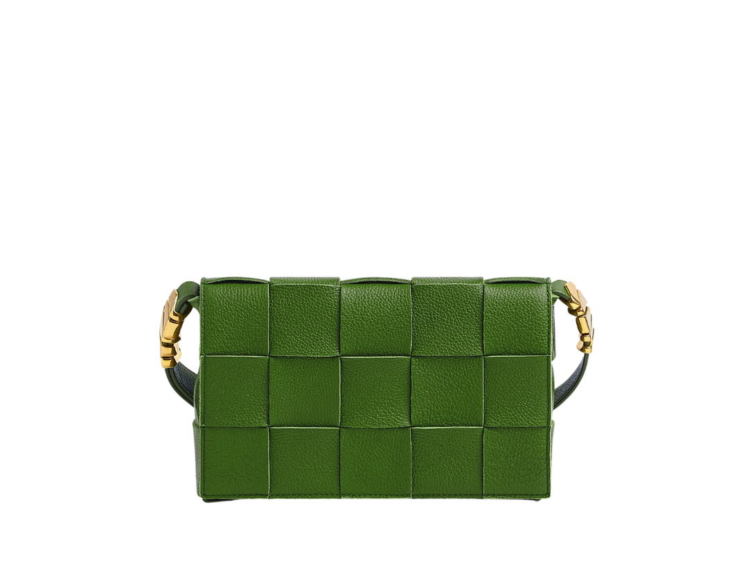 Bottega Veneta Bottega Veneta Cassette In Intreccio Grained Leather With Gold Finish Avocado