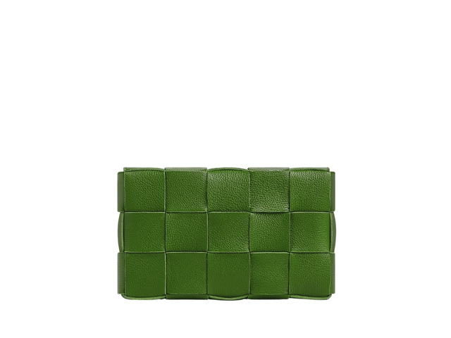 Bottega Veneta Bottega Veneta Cassette In Intreccio Grained Leather With Gold Finish Avocado - view 2
