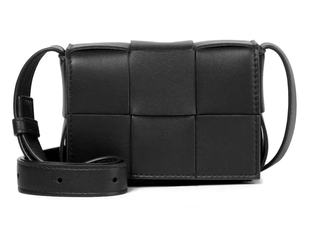 Bottega Veneta Bottega Veneta Cassette Mini Leather Crossbody Bag Black