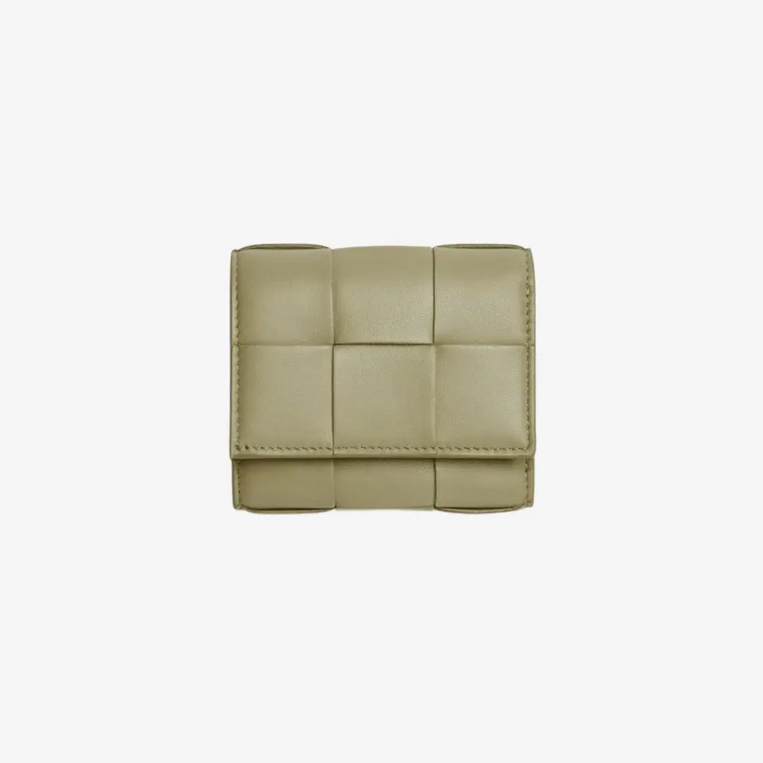 Bottega Veneta Bottega Veneta Cassette Tri-Fold Zip Wallet Travertine