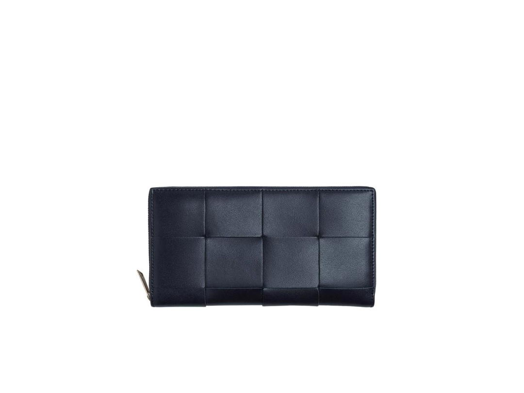 Bottega Veneta Bottega Veneta Cassette Zip Around Wallet In Calfskin With Silver Finish Hardware Space