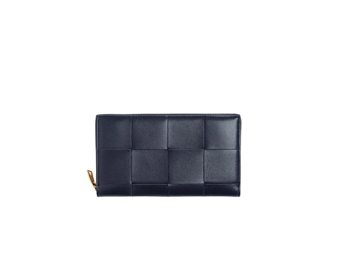 Bottega Veneta Bottega Veneta Cassette Zip Around Wallet In Lambskin Leather With Gold Finish Hardware Space