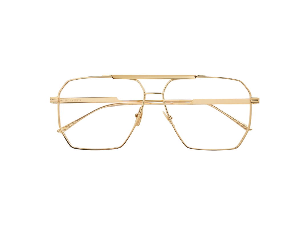 Bottega Veneta Bottega Veneta Classic Aviator Sunglasses In Gold Metal Frame With Transparent Lenses
