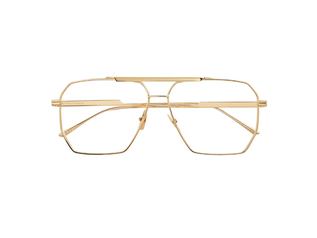 Bottega Veneta Bottega Veneta Classic Aviator Sunglasses In Gold Metal Frame With Transparent Lenses