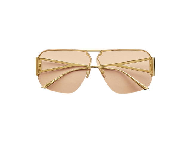 Bottega Veneta Bottega Veneta Classic Aviator Sunglasses In Gold Metal Frame With Yellow Lens - view 1