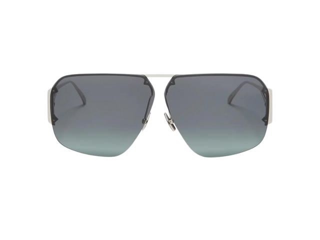 Bottega Veneta Bottega Veneta Classic Aviator Sunglasses In Silver Metal Frame With Blue Lens - view 1