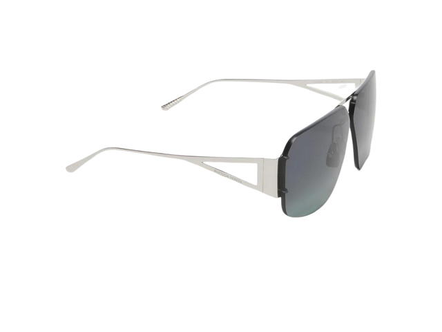 Bottega Veneta Bottega Veneta Classic Aviator Sunglasses In Silver Metal Frame With Blue Lens - view 2