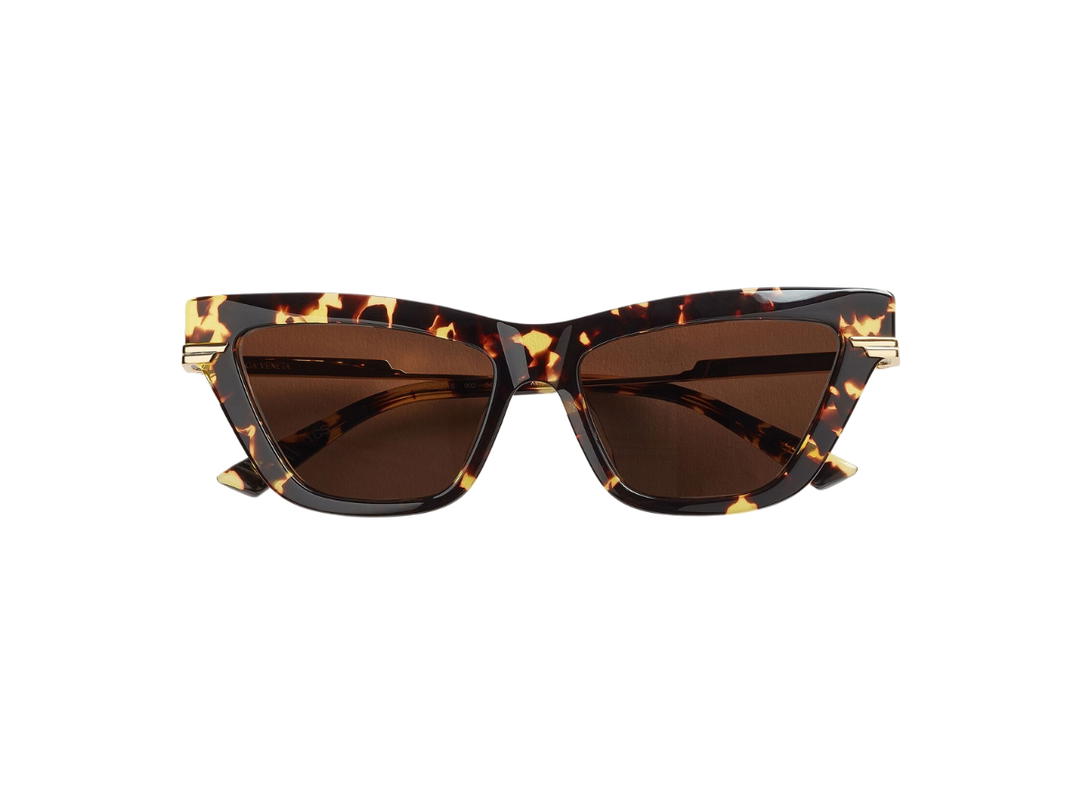 Bottega Veneta Bottega Veneta Classic Cat Eye Sunglasses In Acetate And Laser-Engraved Metal Frame With Bio-Nylon Lenses Havana-Gold-Brown
