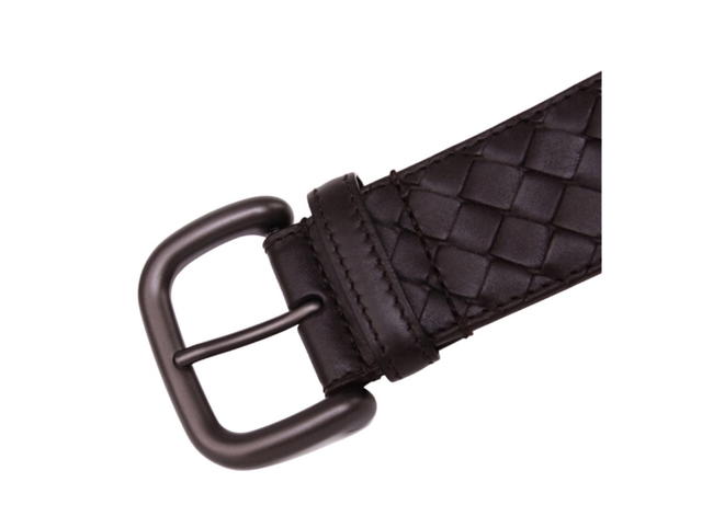 Bottega Veneta Bottega Veneta dark brown woven leather belt pin button - view 3