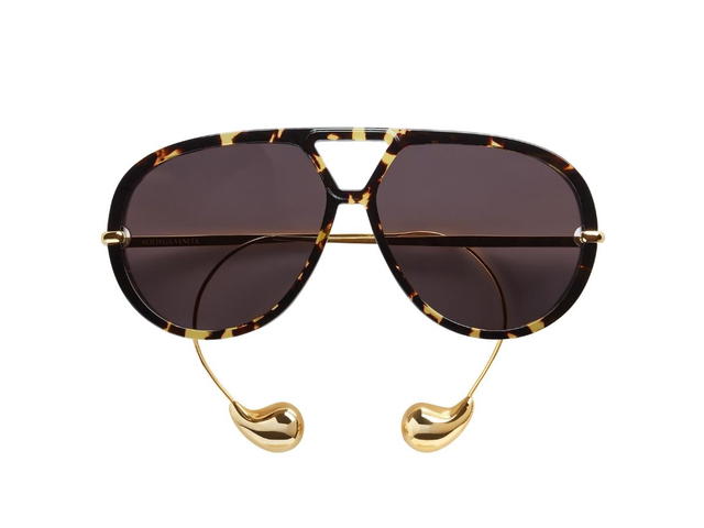 Bottega Veneta Bottega Veneta Drop Aviator Sunglasses In Havana Metal With Grey Lenses - view 1