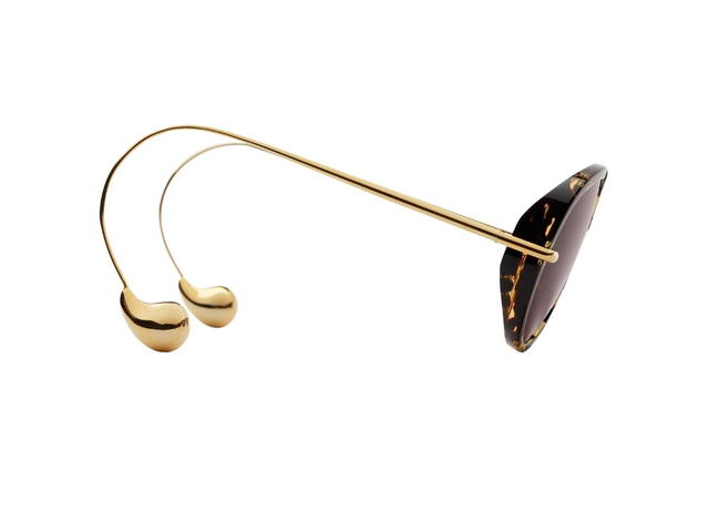 Bottega Veneta Bottega Veneta Drop Aviator Sunglasses In Havana Metal With Grey Lenses - view 2
