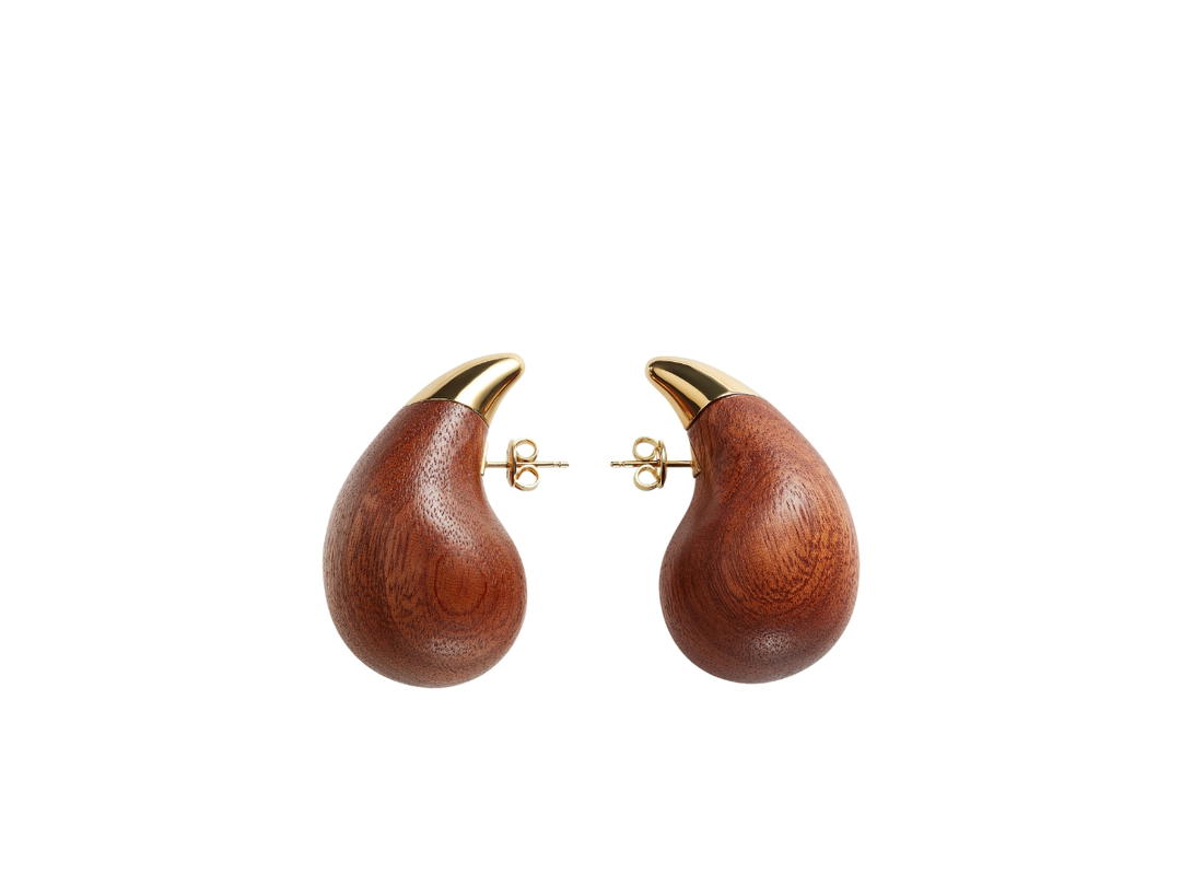 Bottega Veneta Bottega Veneta Drop Wood Earrings In 18k Gold-Finish-Wood Hardware Gold-Wood