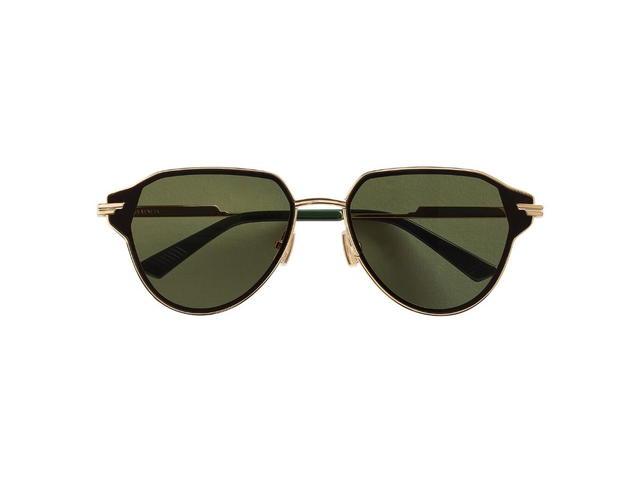 Bottega Veneta Bottega Veneta Glaze Metal Aviator Sunglasses In Gold Metal With Green Lenses - view 1