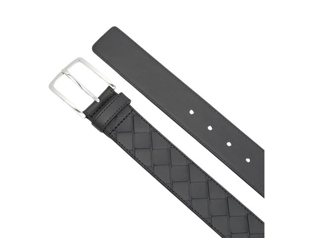 Bottega Veneta Bottega Veneta Intrecciato Belt In Natural Leather Cowhide With Sliver Hardware Black - view 2