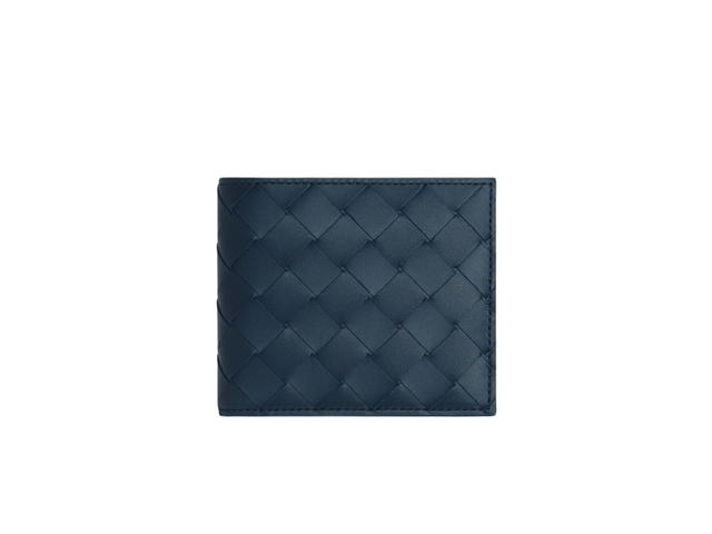 Bottega Veneta Bottega Veneta Intrecciato Bi-Fold Wallet In Calfskin With Eight Card Slots Deep Blue - view 1