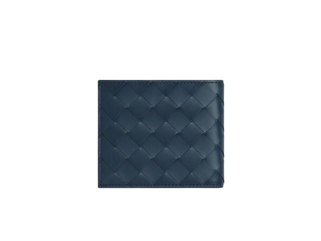 Bottega Veneta Bottega Veneta Intrecciato Bi-Fold Wallet In Calfskin With Eight Card Slots Deep Blue - view 3