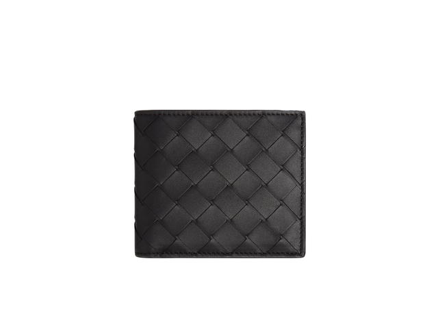 Bottega Veneta Bottega Veneta Intrecciato Bi-Fold Wallet With Coin Purse In Calfskin With Silver Finish Hardware Black-Glass - view 1