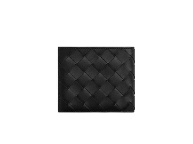 Bottega Veneta Bottega Veneta Intrecciato Bi-Fold Wallet With Coin Purse In Calfskin With Silver Finish Hardware Black-Red Stone - view 2