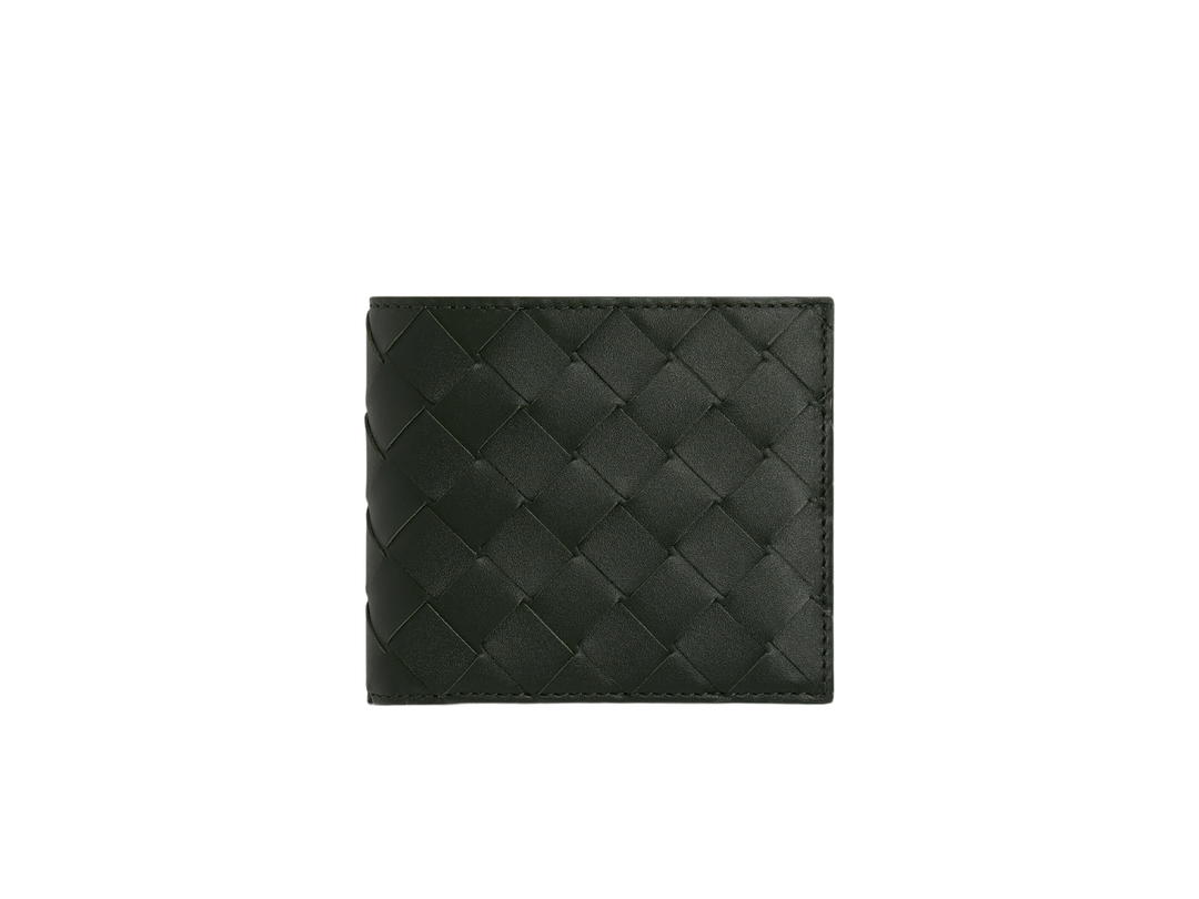 Bottega Veneta Bottega Veneta Intrecciato Bi-Fold Wallet With Coin Purse In Calfskin With Silver Finish Hardware Dark Green-Mermaid