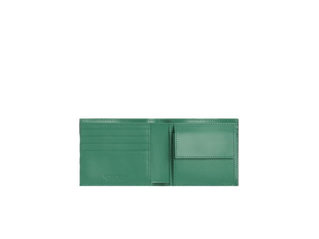 Bottega Veneta Bottega Veneta Intrecciato Bi-Fold Wallet With Coin Purse In Calfskin With Silver Finish Hardware Dark Green-Mermaid - view 3