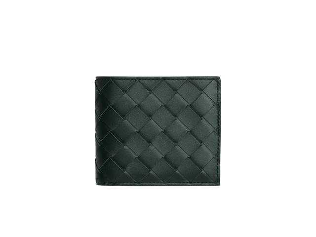 Bottega Veneta Bottega Veneta Intrecciato Bi-Fold Wallet With Coin Purse In Calfskin With Silver Finish Hardware Inkwell-Pale Blue - view 1