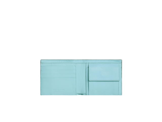 Bottega Veneta Bottega Veneta Intrecciato Bi-Fold Wallet With Coin Purse In Calfskin With Silver Finish Hardware Inkwell-Pale Blue - view 3