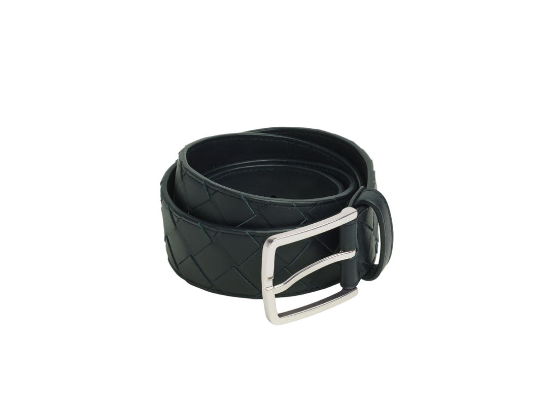 Bottega Veneta Bottega Veneta Intrecciato Leather Belt In Calfskin With Silver Finish Hardware Inkwell