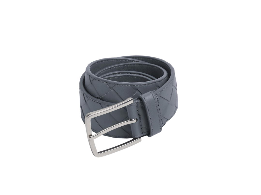 Bottega Veneta Bottega Veneta Intrecciato Leather Belt In Calfskin With Silver Finish Hardware Thunder