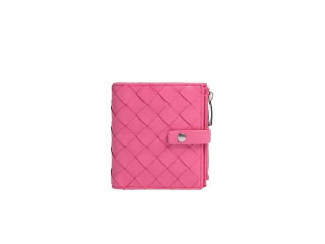 Bottega Veneta Bottega Veneta Intrecciato Leather Bi-Fold Wallet Pink - view 1