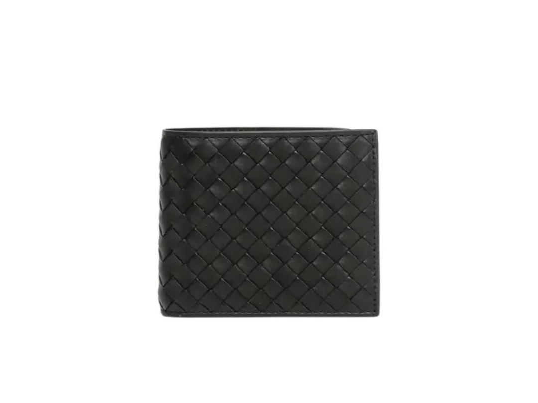Bottega Veneta Bottega Veneta Intrecciato Bi-Fold Wallet With Coin Purse In Calfskin With Silver Finish Hardware Black
