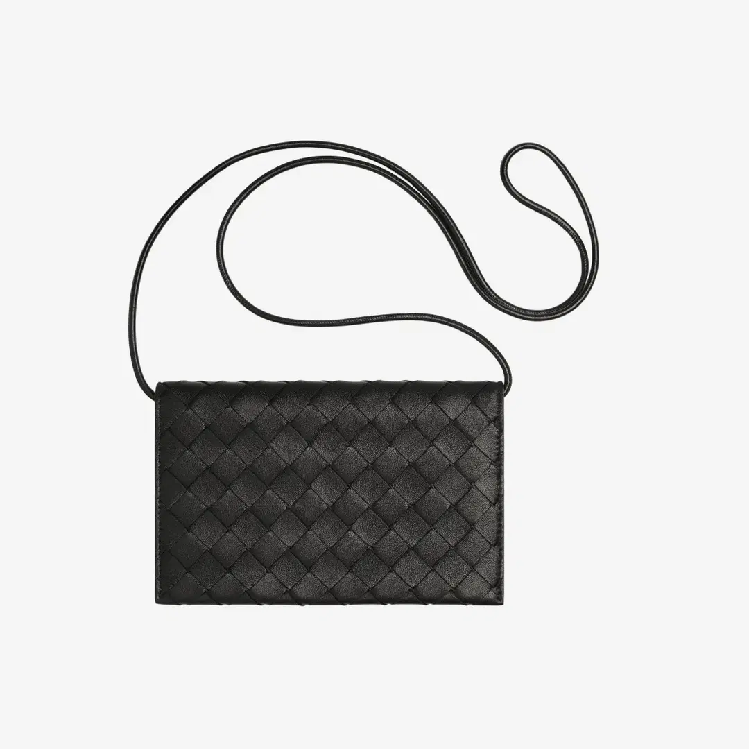 Bottega Veneta Bottega Veneta Intrecciato Wallet On Strap Black