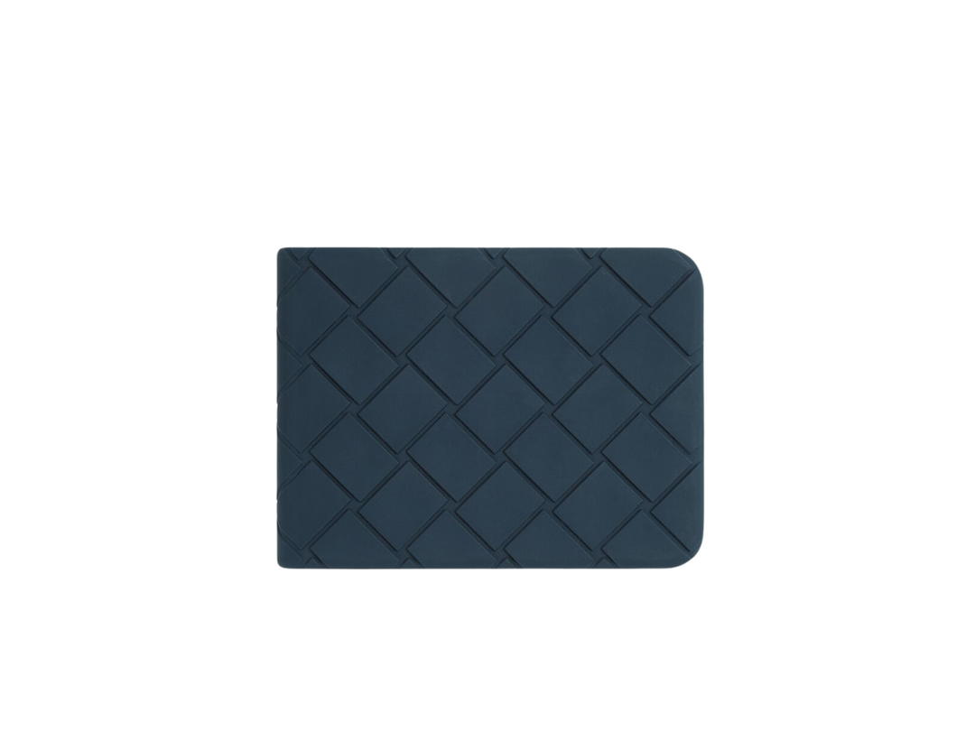 Bottega Veneta Bottega Veneta Intreccio Rubber Silicone Bi-Fold Wallet In Wool Deep Blue