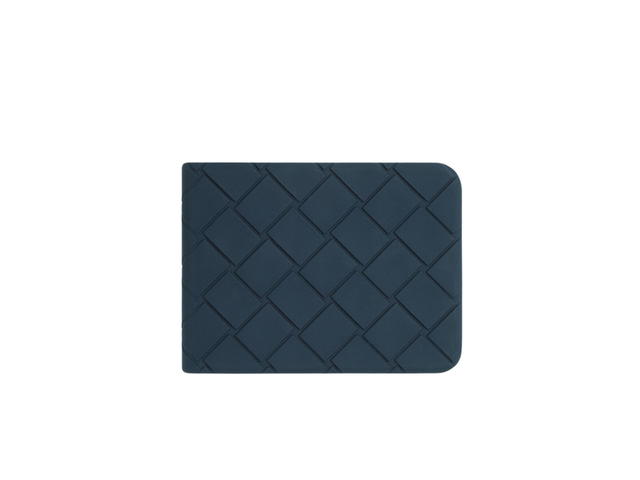 Bottega Veneta Bottega Veneta Intreccio Rubber Silicone Bi-Fold Wallet In Wool Deep Blue - view 1