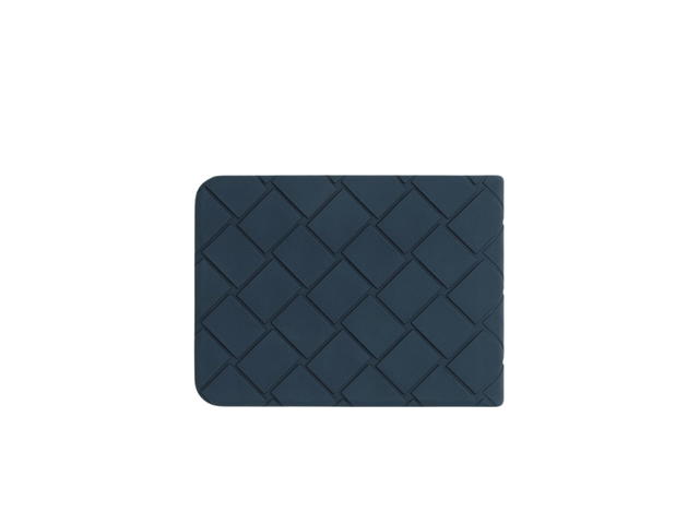 Bottega Veneta Bottega Veneta Intreccio Rubber Silicone Bi-Fold Wallet In Wool Deep Blue - view 3