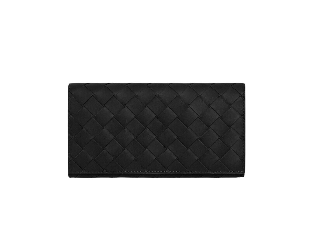 Bottega Veneta Bottega Veneta Long Wallet With Coin Purse In Calfskin With Silver Finish Hardware Ten Card Slots Black