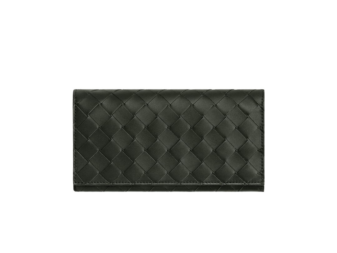 Bottega Veneta Bottega Veneta Long Wallet With Coin Purse In Calfskin With Silver Finish Hardware Ten Card Slots Dark Green
