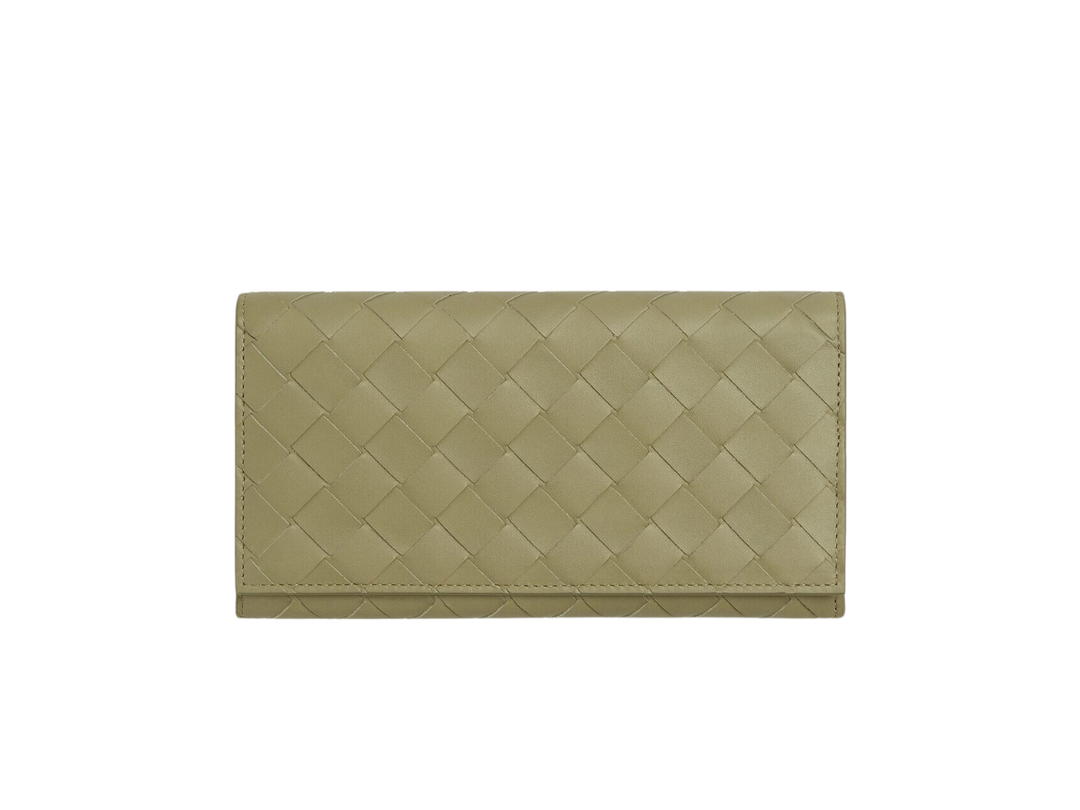 Bottega Veneta Bottega Veneta Long Wallet With Coin Purse In Calfskin With Silver Finish Hardware Ten Card Slots Travertine