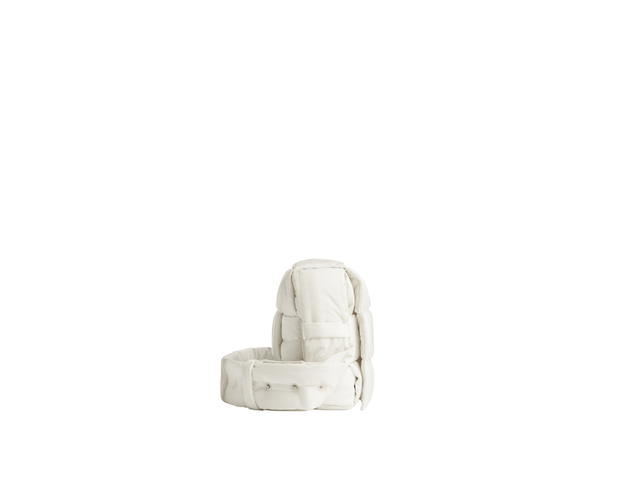 Bottega Veneta Bottega Veneta Maxi Padded Tech Cassette In Intreccio Nylon With Silver Finish Hardware White - view 2