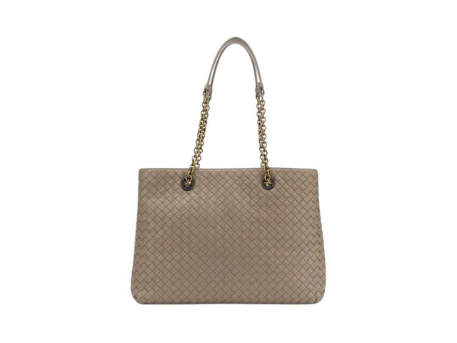 Bottega Veneta Bottega Veneta Medium Double Chain Tote In Intrecciato Nappa With Gold Finish Hardware Grey - view 1