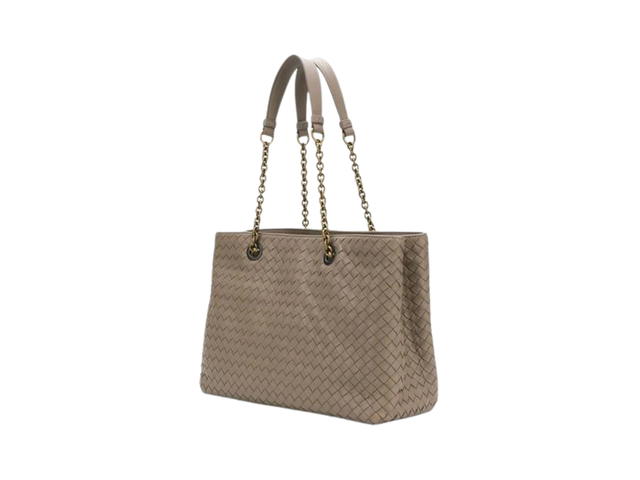 Bottega Veneta Bottega Veneta Medium Double Chain Tote In Intrecciato Nappa With Gold Finish Hardware Grey - view 2