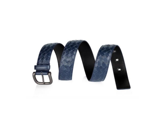 Bottega Veneta Bottega Veneta Men's Blue Cowhide Woven Belt 73784 V4650 4013 - view 2