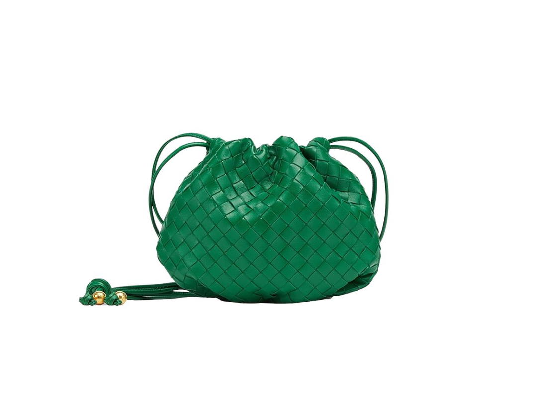 Bottega Veneta Bottega Veneta Mini Bulb Bag In Intrecciato Leather With Gold-Tone Metal Globes Green