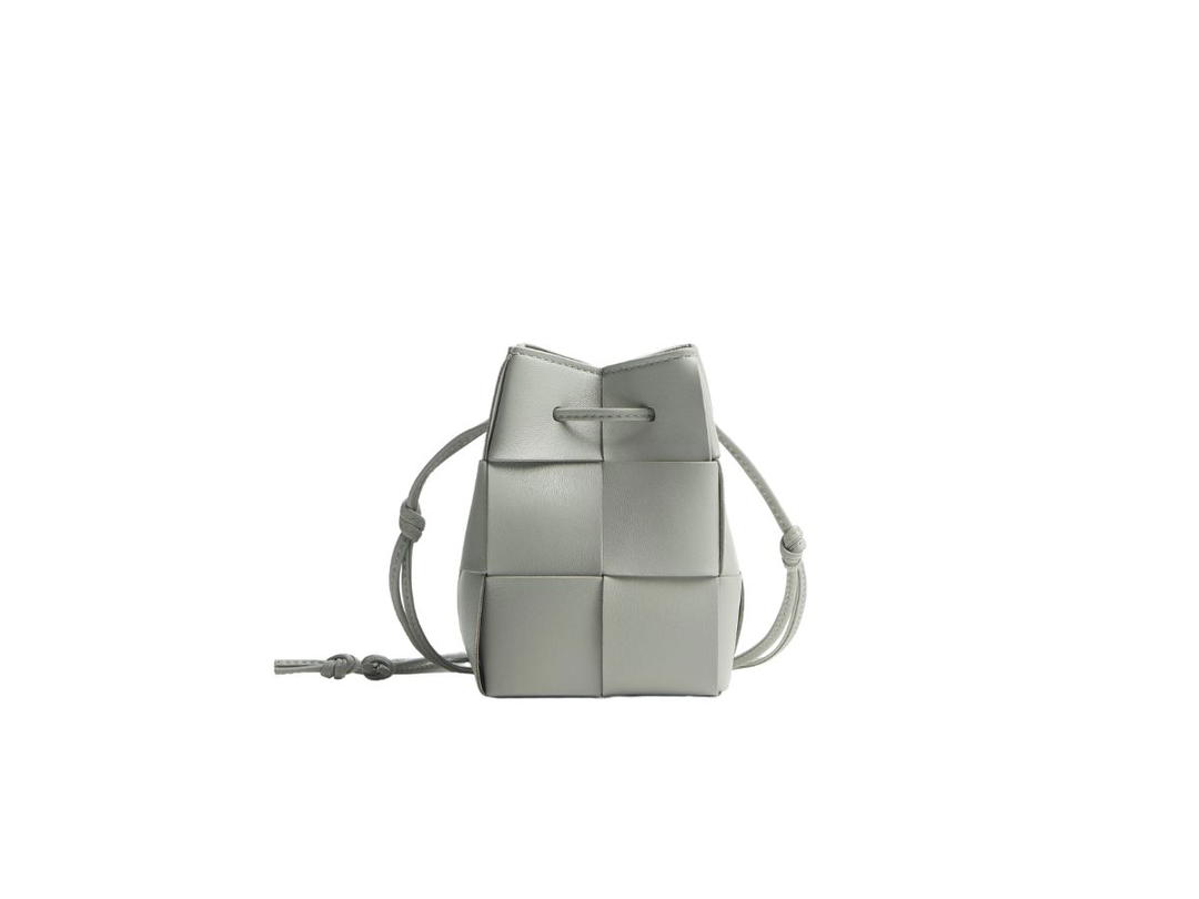Bottega Veneta Bottega Veneta Mini Cassette Bucket Bag In Soft Lambskin Leather With Gold Finish Hardware Agate Grey