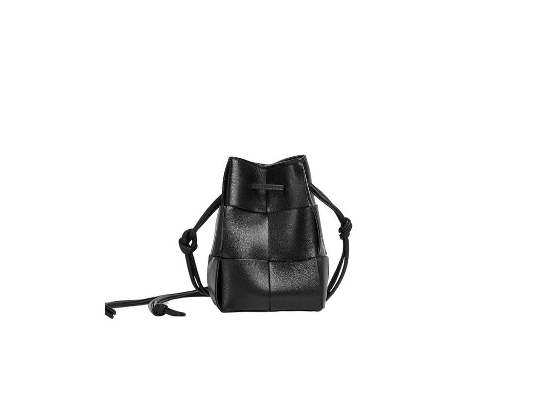 Bottega Veneta Bottega Veneta Mini Cassette Bucket Bag In Soft Lambskin Leather With Gold Finish Hardware Black