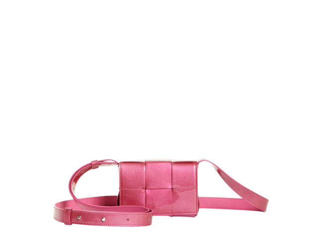 Bottega Veneta Bottega Veneta Mini Cassette Crossbody Bag In Intrecciato Metallic Leather Pink - view 1