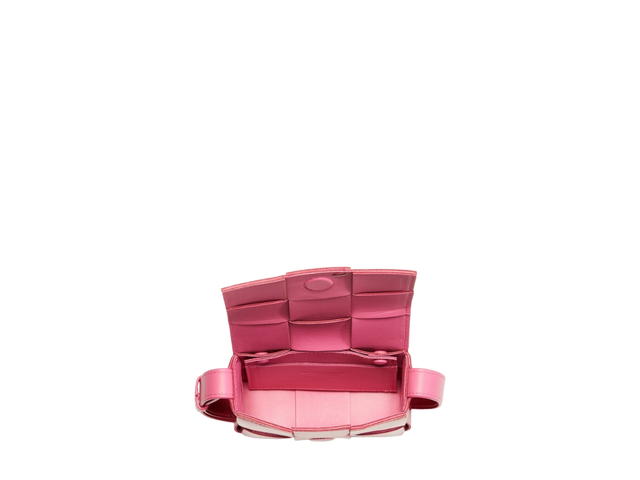 Bottega Veneta Bottega Veneta Mini Cassette Crossbody Bag In Intrecciato Metallic Leather Pink - view 3